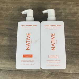 Lot Of 2 Native Daily Clean Shampoo & Conditioner Citrus & Herbal Musk 16.5 Oz